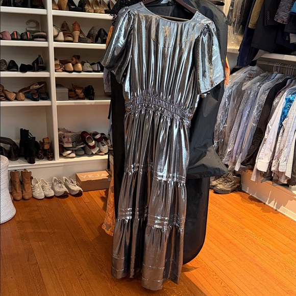 Anthropologie Shimmering Silver Maxi Dress - Picture 4 of 4